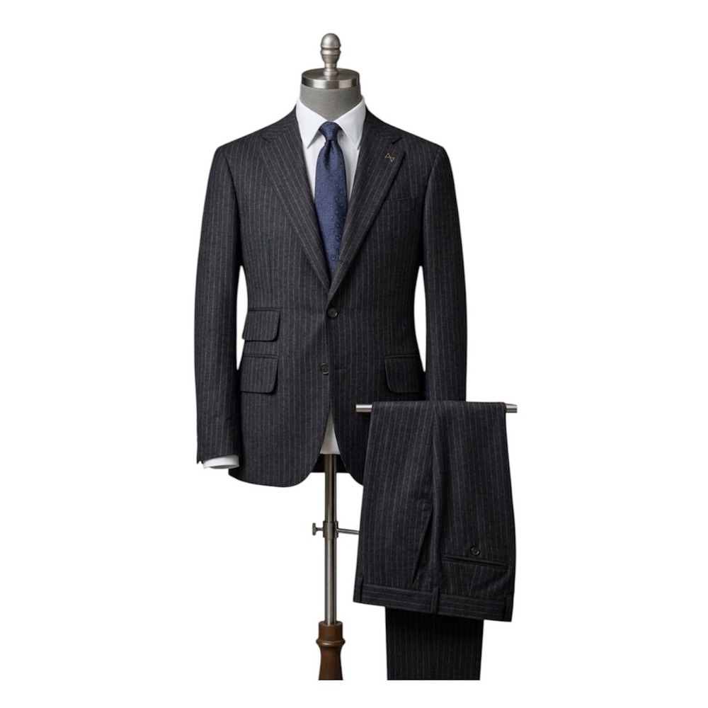 Joseph Abboud Collection Modern 2 Piece Suit 100% Wool Pinstripe Size 42S/W36
